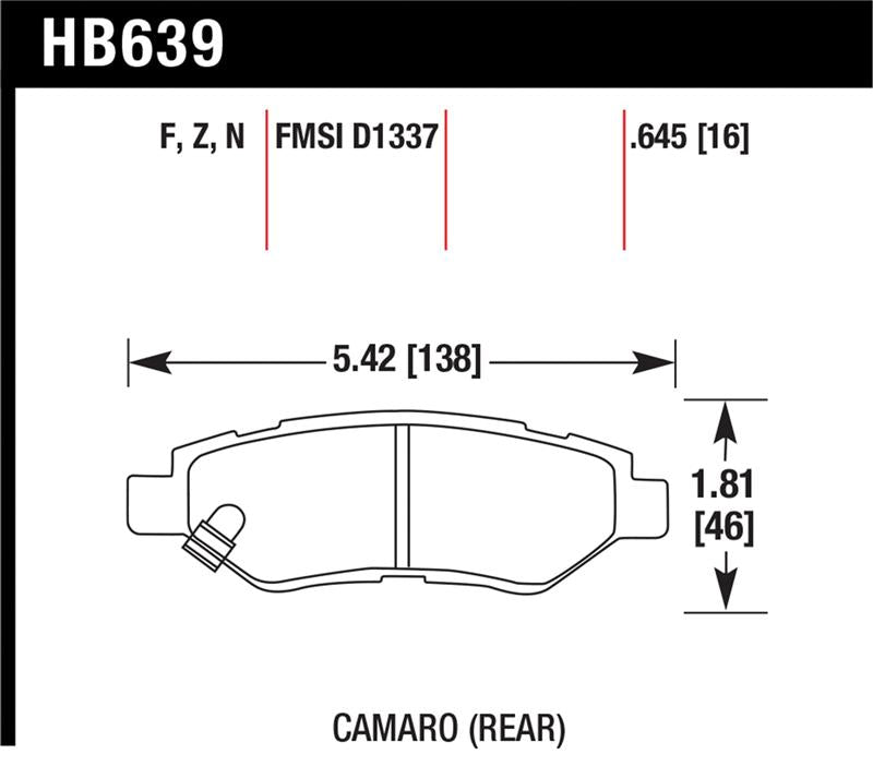 HAWK DTC-60 Brake Pad Sets - Hawk 10-15 Chevrolet Camaro 3.6L / 08-14 Cadillac CTS (w/JE5/J55 Brakes) DTC-60 Race Rear Brake Pads