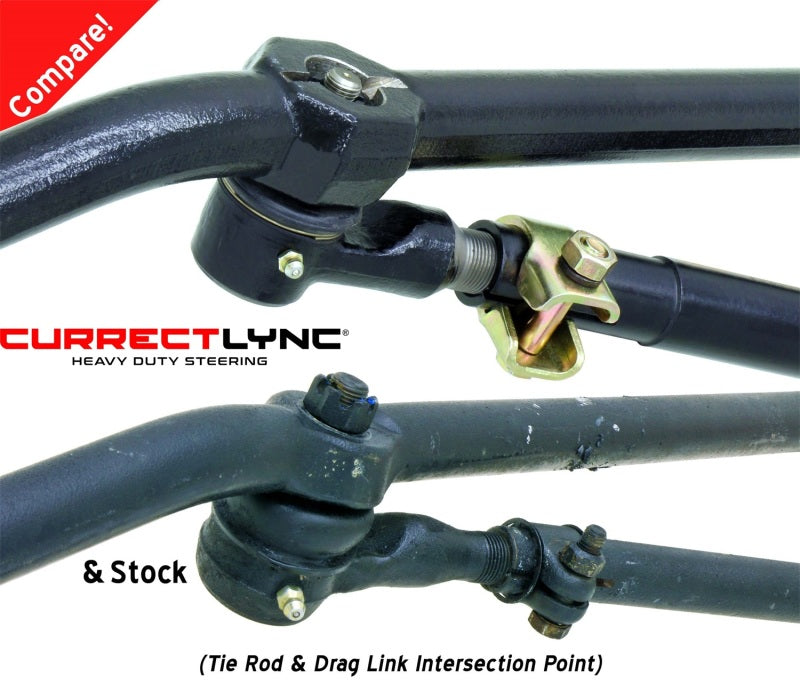 ROK Currectlync Steering Kits - RockJock TJ/LJ/XJ/MJ Currectlync Steering System Bolt-On w/ 1 1/4in Dia. Tie Rod/Forged Drag Link