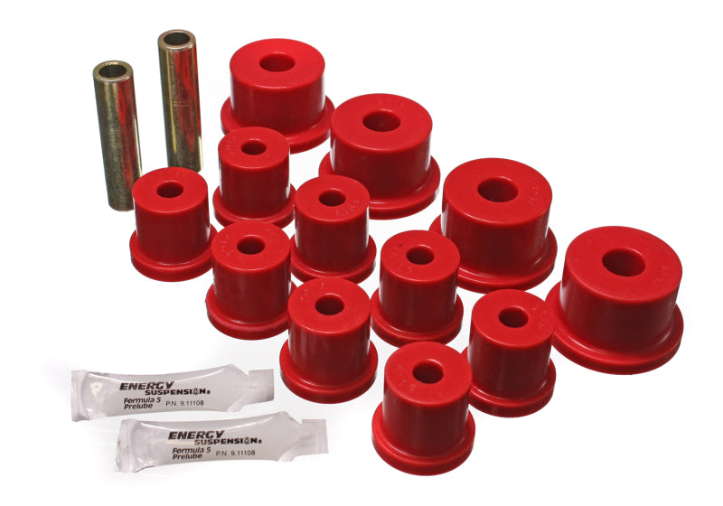 ES Spring/Shackle Bush - Red - Energy Suspension 64-73 Ford Mustang Red Rear Leaf Spring Bushing Set
