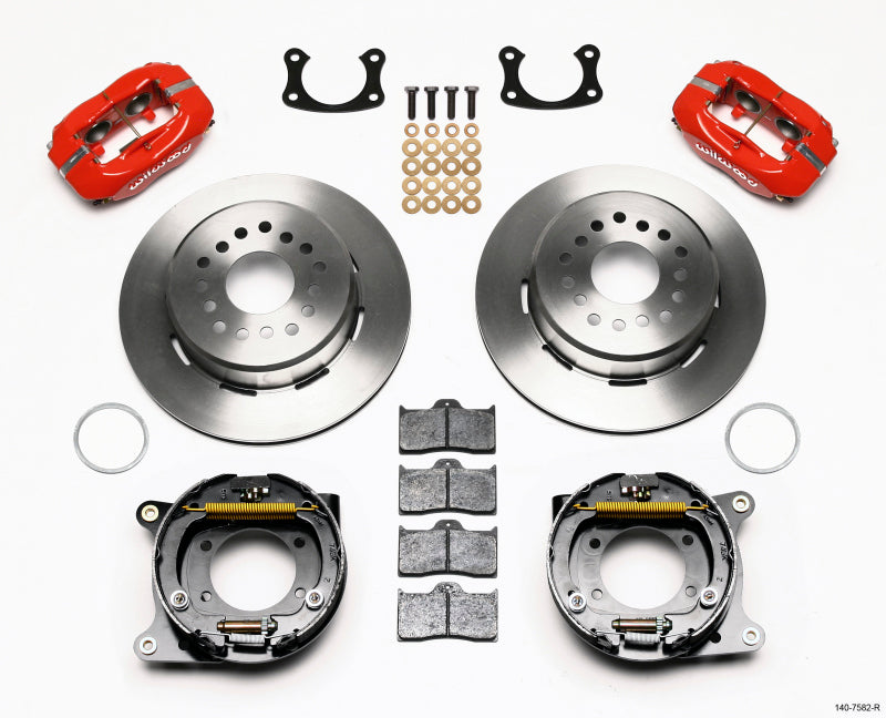 WIL Dynalite Brake Kit - Wilwood Forged Dynalite P/S Park Brake Kit Red New Big Ford 2.36in Offset