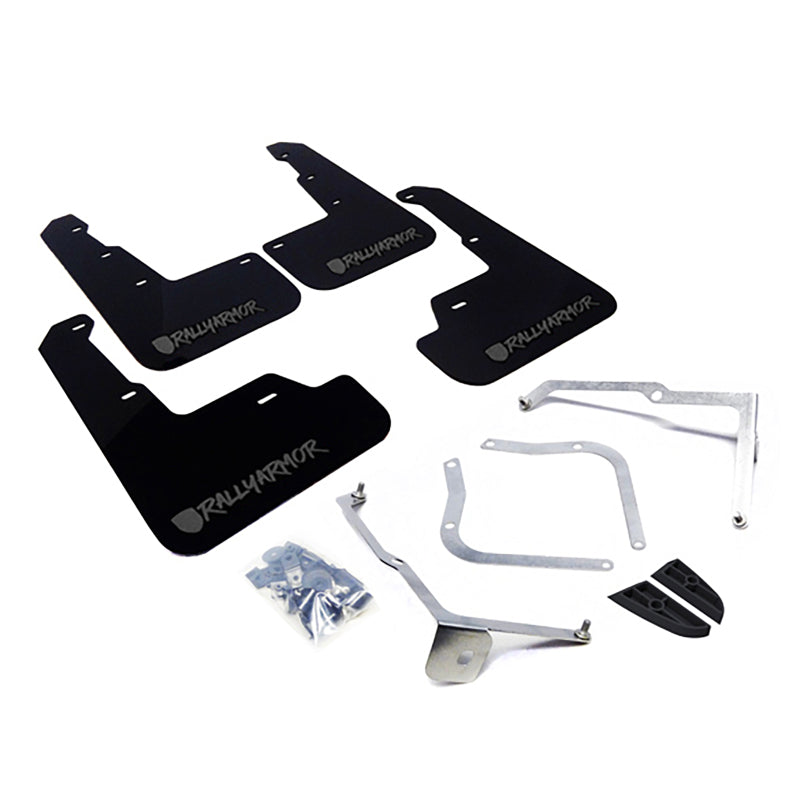 RAL UR Blk Flap/Grey Logo - Rally Armor 15-21 Subaru WRX/STI Black Mud Flap Grey Altered Font Logo