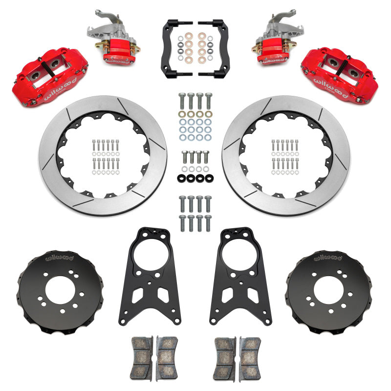 WIL Parking Brake Brake Kit - Wilwood 89-98 Nissan 240SX FNSL4R/MC4 Rear Parking BBK w/ 13.50in Slotted Rotors - Red