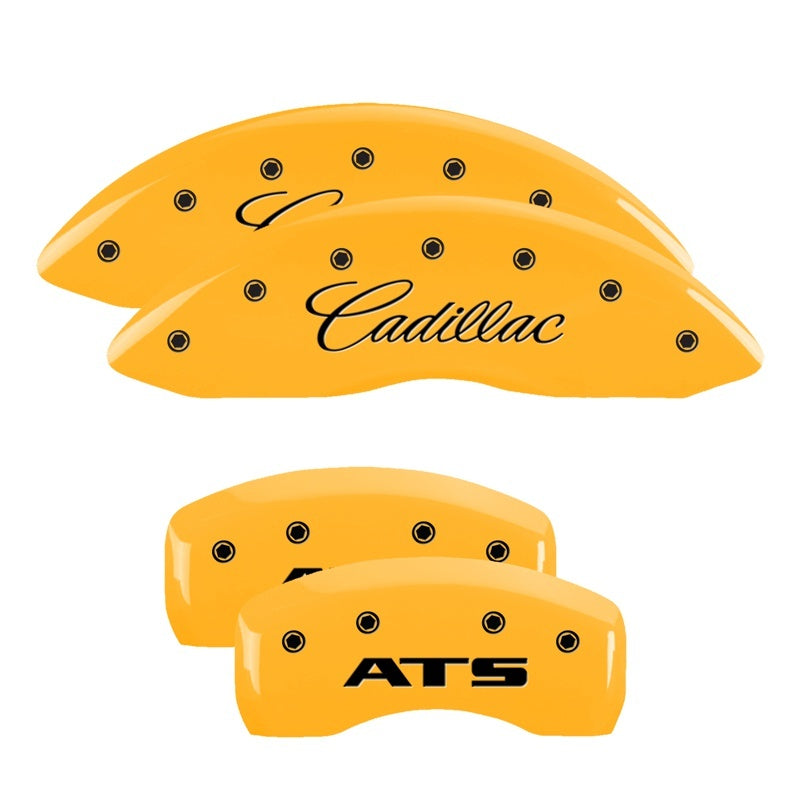 MGP Caliper Covers 4 Logo - MGP 4 Caliper Covers Engraved Front Cadillac Engraved Rear ATS Yellow finish black ch