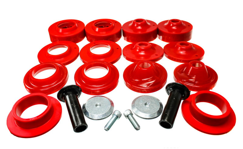 ES Spring Isolators - Red - Energy Suspension 18+ Jeep Wrangler JL Red Rock-Flex 2in Adjustable Coil Spacer Set