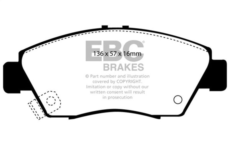 EBC Redstuff Brake Pad Sets - EBC 12 Acura ILX 1.5 Hybrid Redstuff Front Brake Pads