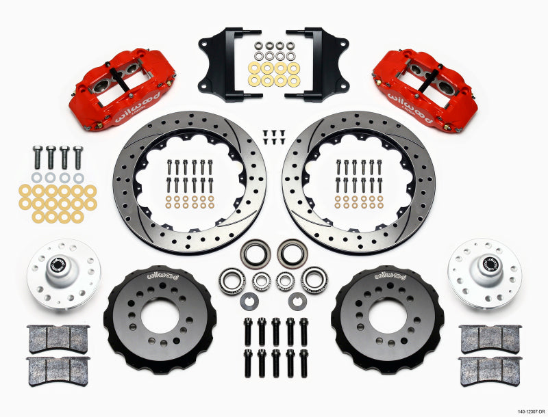 WIL Superlite Brake Kit - Wilwood Narrow Superlite 6R Front Hub Kit 12.88in Red Heidts Tri -5 2 inch Drop Spindle