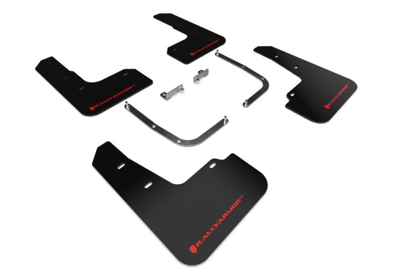 RAL UR Blk Flap/Rd Logo - Rally Armor 19-21 Hyundai Veloster Turbo/2.0/R-Spec Black UR Mud Flap w/Red Logo