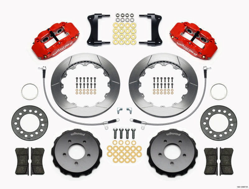 WIL Superlite Brake Kit - Wilwood Narrow Superlite 6R Front Hat Kit 12.88in Red 2005-Up Mazda Miata w/ Lines