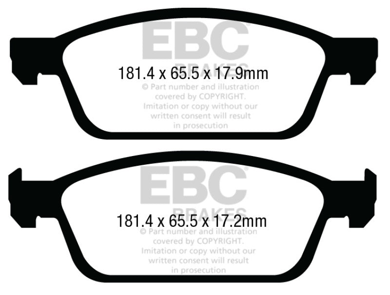 EBC Ultimax2 Brake Pad Sets - EBC 13+ Ford Escape 1.6 Turbo 4WD Ultimax2 Front Brake Pads