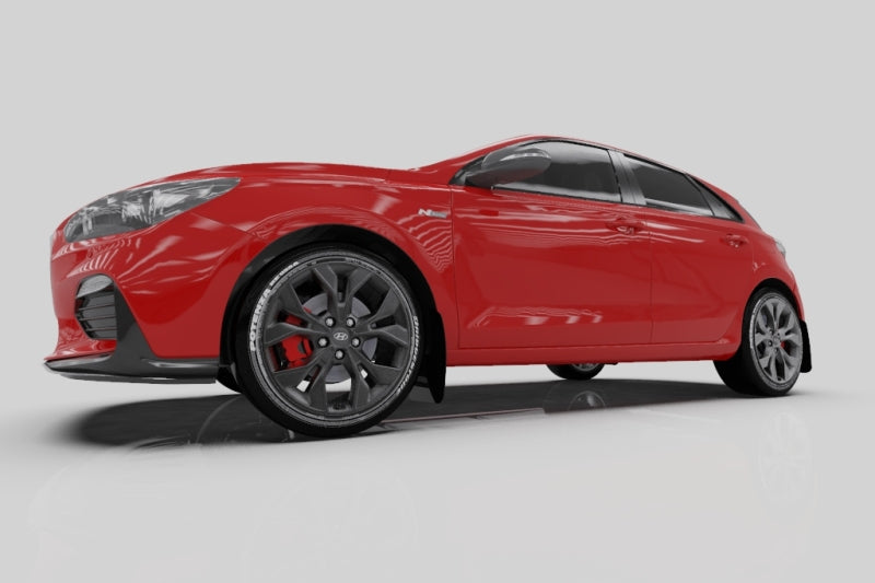 RAL UR Red Flap/Blk Logo - Rally Armor 19-21 Hyundai Elantra GT N Line/i30 Red UR Mud Flap w/Black Logo