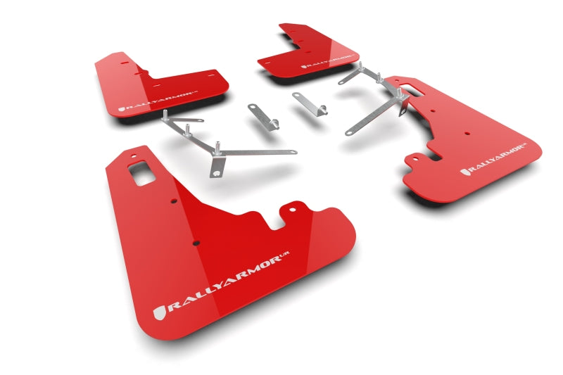 RAL UR Red Flap/Wht Logo - Rally Armor 22-26 Subaru BRZ / Toyota GR86 Red UR Mud Flap w/White Logo
