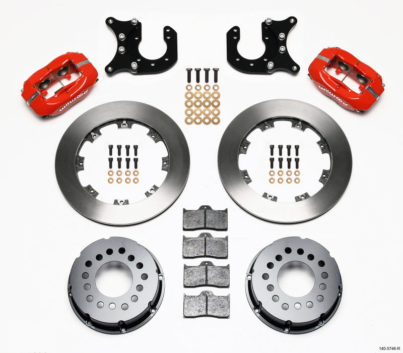 WIL Dynalite Brake Kit - Wilwood Forged Dynalite P/S Rear Kit Red Chevy 12 Bolt-Spec 3.15in Bearing