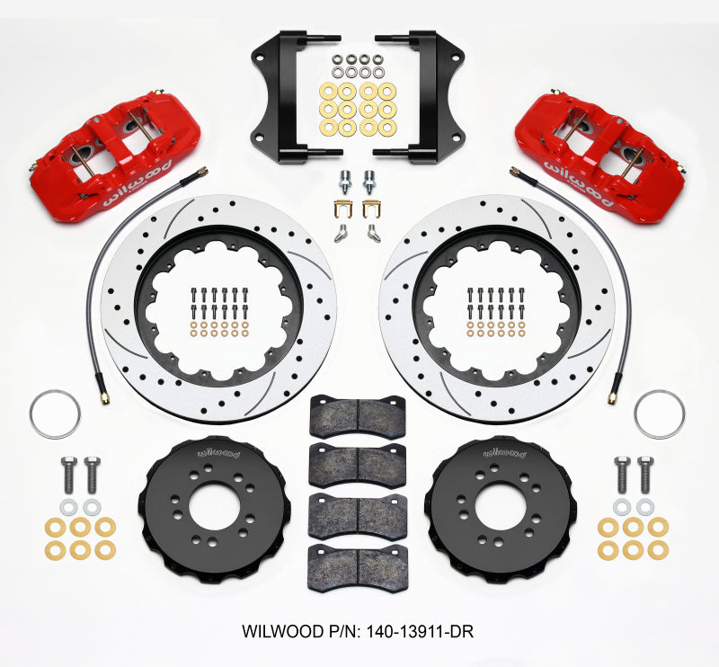 WIL Aero Brake Kit - Wilwood AERO6 Front Hat Kit 15.00 Drilled Red 2014-up Corvette C7 w/Lines