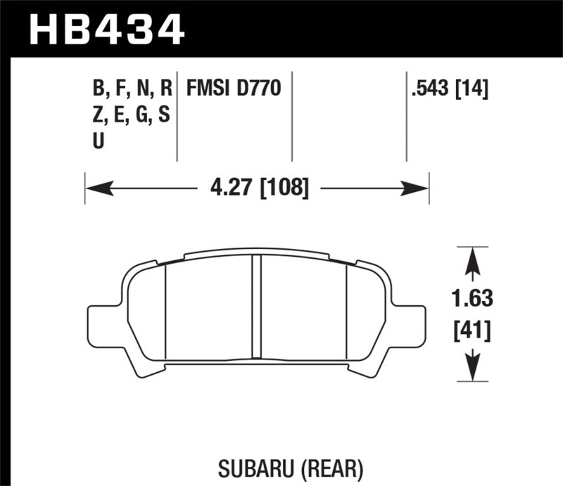 HAWK Ceramic Brake Pad Sets - Hawk 02-03 WRX / 05-08 LGT D770 Performance Ceramic Street Rear Brake Pads
