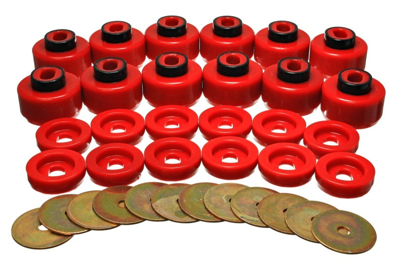 ES Body Mounts - Red - Energy Suspension Body Mount Set - Red