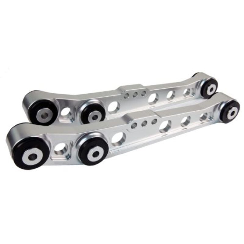 BX Lower Control Arms - BLOX Racing V2 Billet Rear Lower Control Arms Poly Bushings 96-00 Honda Civic - Raw