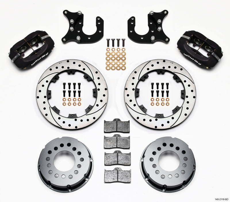 WIL Dynalite Brake Kit - Wilwood Forged Dynalite P/S Rear Kit Drilled Rotor Mopar-Dana 2.72in Offset