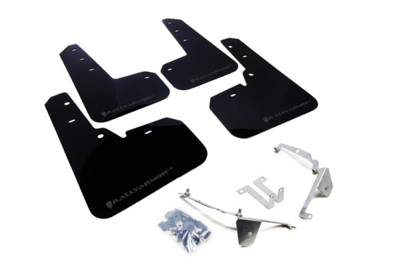 RAL UR Blk Flap/Grey Logo - Rally Armor 13-17 Subaru Crosstrek XV Black UR Mud Flap w/Grey Logo