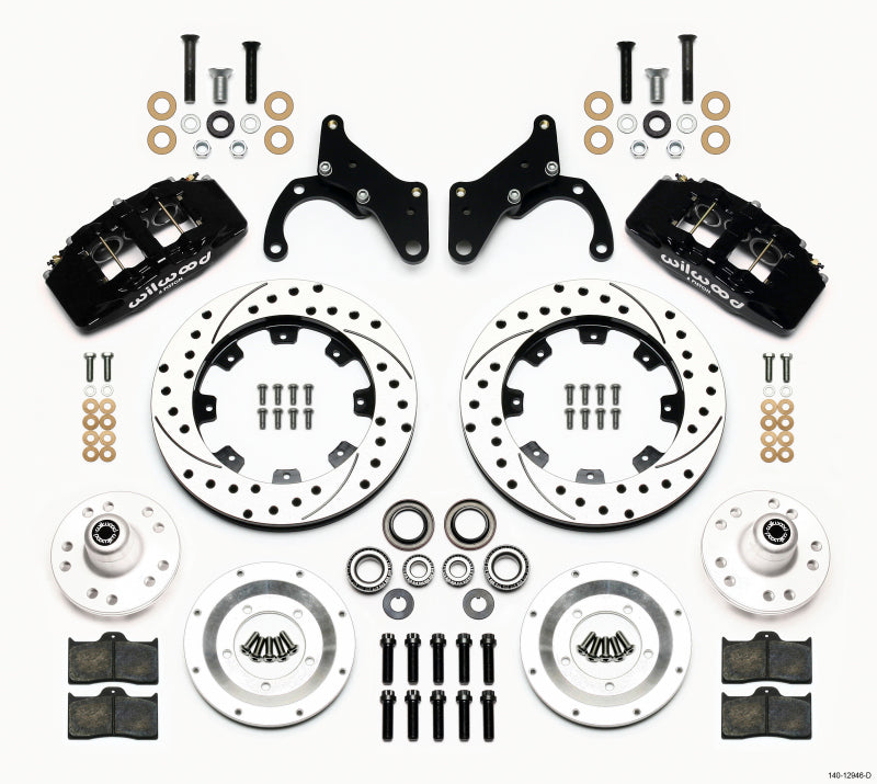 WIL Dynapro Brake Kit - Wilwood Dynapro 6 Front Hub Kit 12.19in Drilled 69-70 Impala Drum/Disc 69-82 Vette