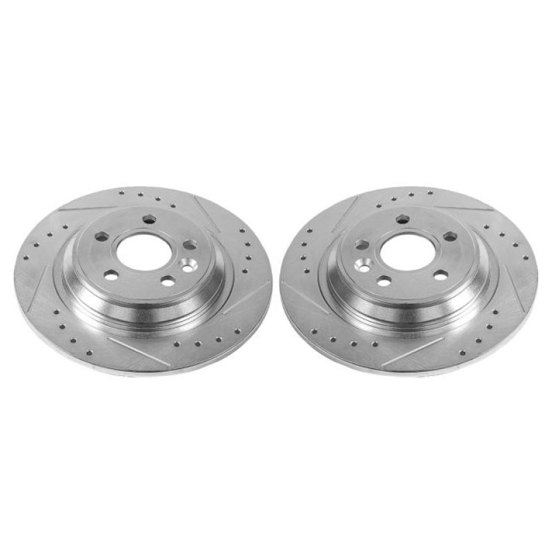 PSB Evolution Drill/Slot Rotor - Power Stop 11-15 Volvo S60 Rear Evolution Drilled & Slotted Rotors - Pair