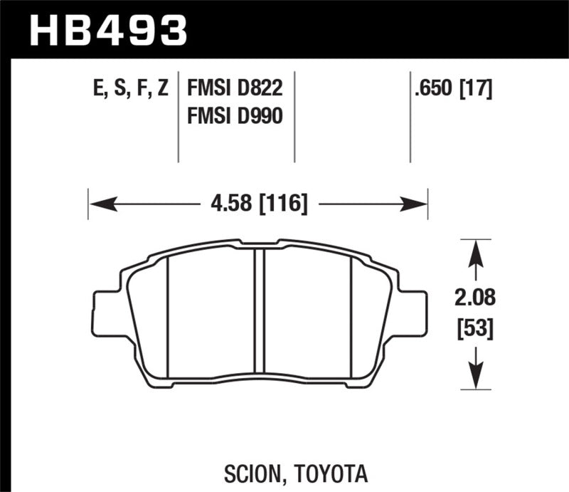 HAWK HPS Brake Pad Sets - Hawk 04-07 xA/xB / 2000 MR2 Spyder D990 HPS Street Front Brake Pads