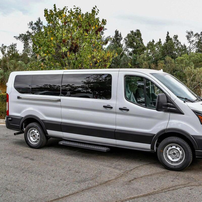 WES Running Boards - Grate - Westin Ford Transit Van 150/250/350 (Single 54in Pass Door) Grate Steps Running Boards - Tex. Blk