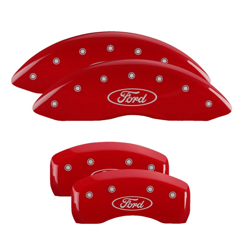 MGP Caliper Covers 4 Logo - MGP 4 Caliper Covers Engraved Front & Rear Oval logo/Ford Red finish silver ch