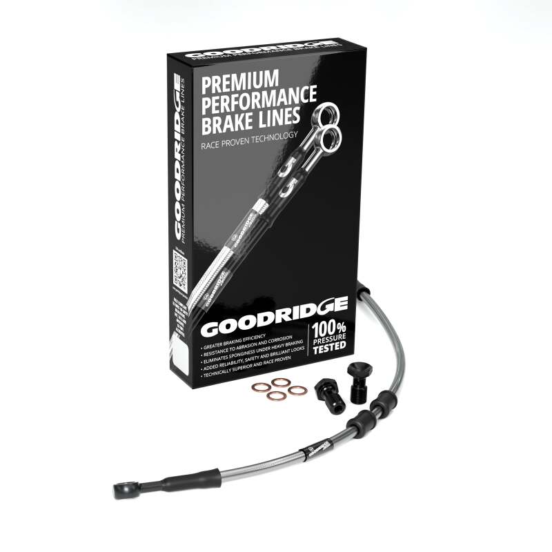 GR Powersports SS Brake Line Kits - Goodridge 14-20 HD XL1200C Pull Back (w/ABS) -4in Clear Brake Line Kit w/Black Fittings