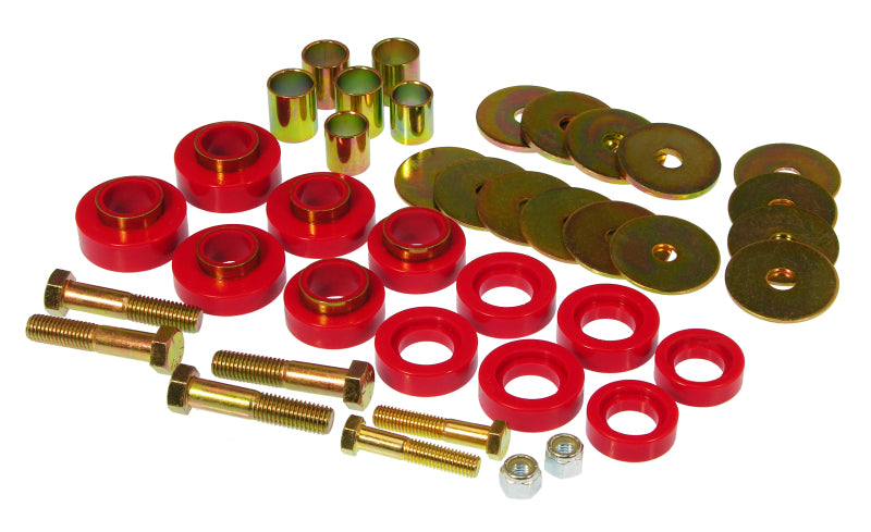 PRO Body/Subframe Bush - Red - Prothane 67-81 Chevy Camaro Body Mount Kit w/ Hardware - Red