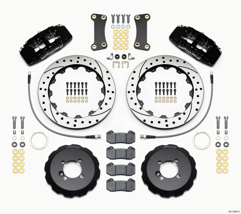 WIL Dynapro Brake Kit - Wilwood Dynapro 6 Front Hat Kit 12.88in Drilled 2002-Up Mini Cooper w/ Lines
