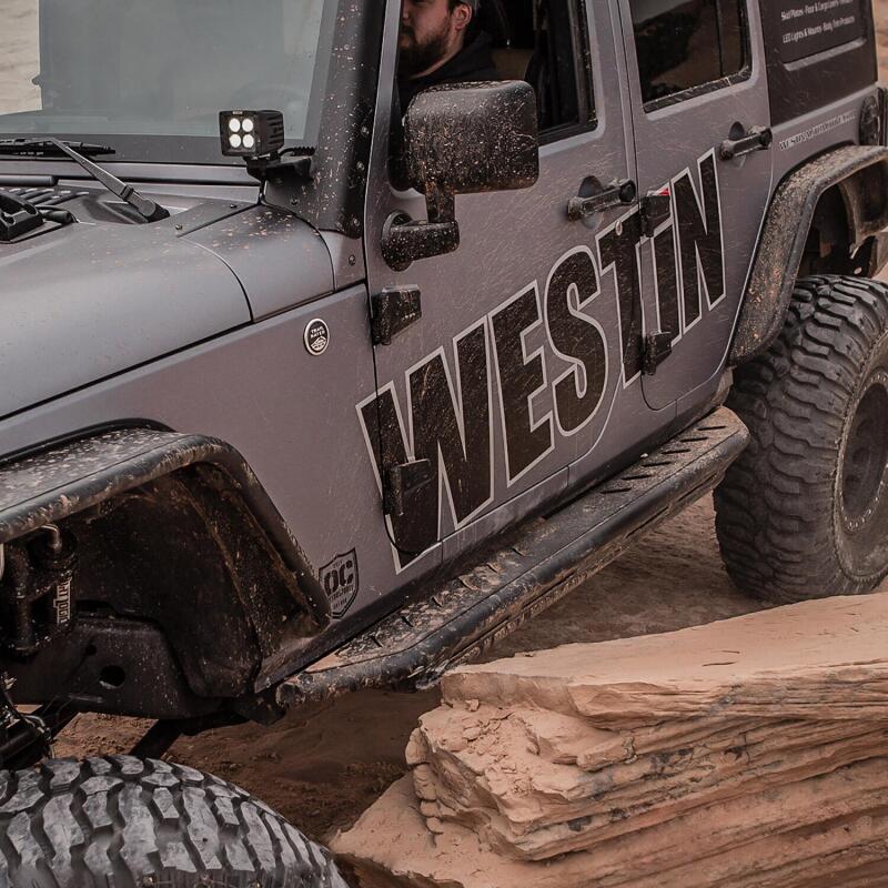 WES Snyper Rock Rail Steps - Westin/Snyper 07-17 Jeep Wrangler Unlimited Triple Tube Rock Rail Steps - Textured Black