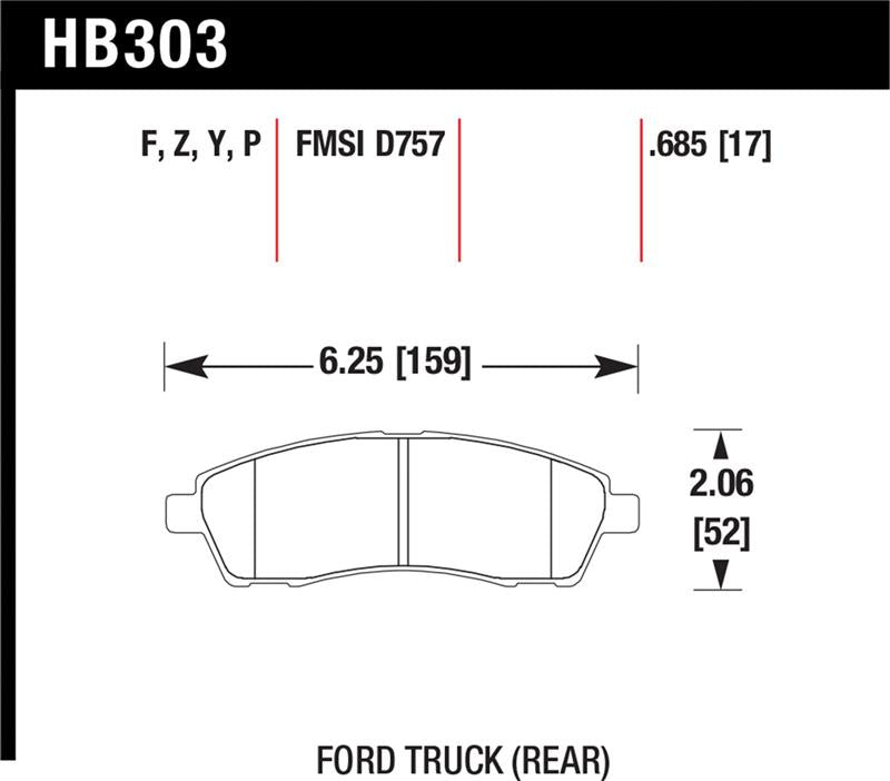 HAWK LTS Brake Pads - Hawk 99-05 Cadillac Excursion / 99-04 Ford F-250/F-350 Super Duty Pickup Rear LTS Street Brake Pads