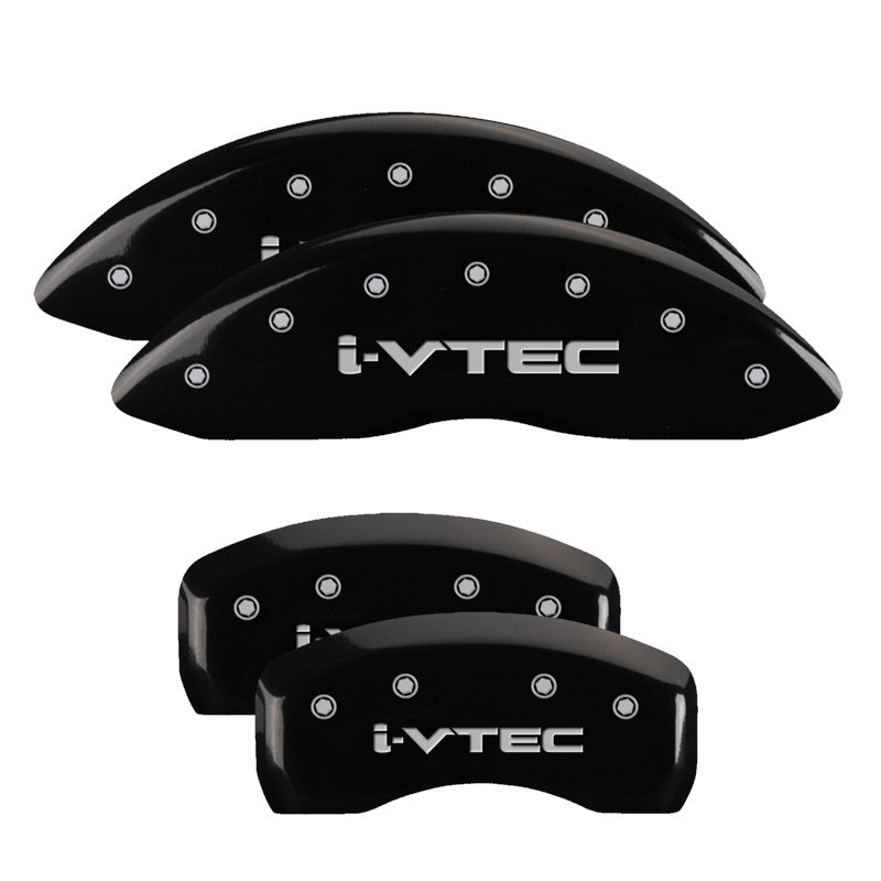 MGP Caliper Covers 4 Logo - MGP 4 Caliper Covers Engraved Front & Rear i-Vtec Black finish silver ch