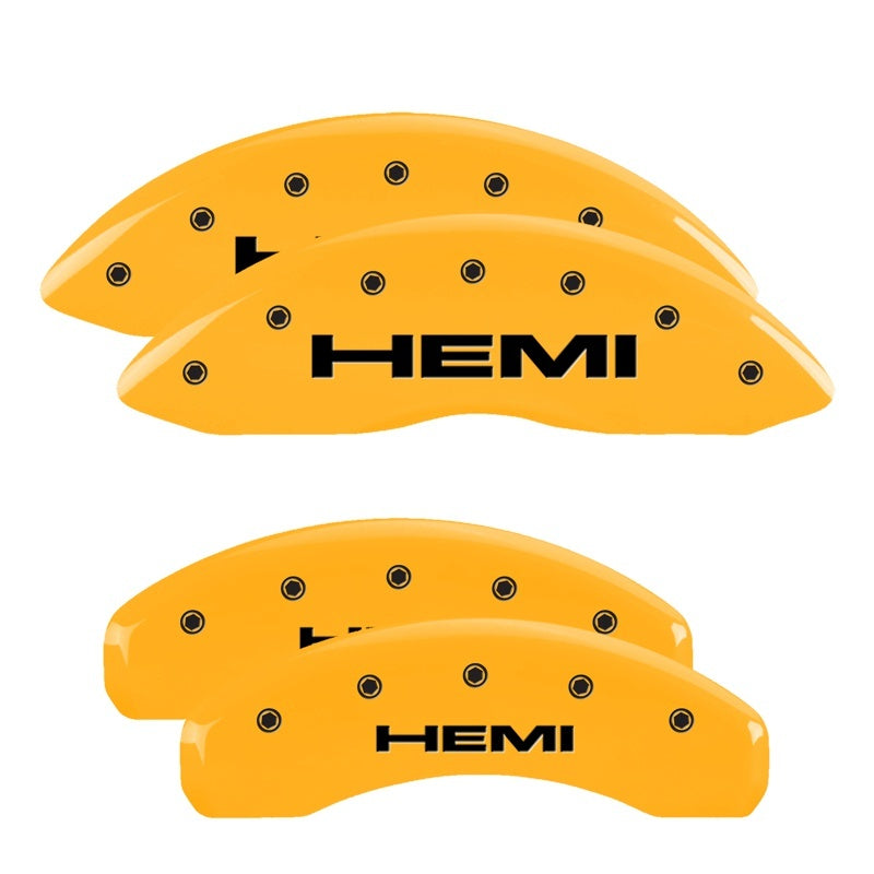 MGP Caliper Covers 4 Logo - MGP 4 Caliper Covers Engraved Front & Rear 11-18 Jeep Grand Cherokee Yellow Finish Black Hemi Logo