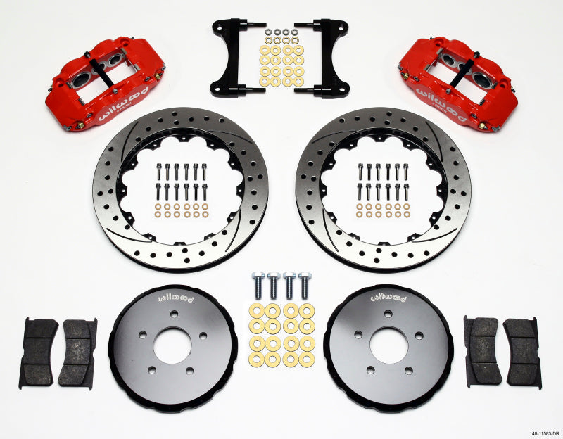 WIL Superlite Brake Kit - Wilwood Narrow Superlite 6R Front Hat Kit 13.06in Drill Red Nissan 370Z/Fiti G37