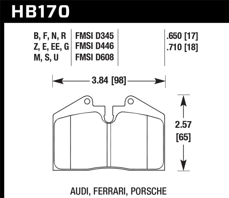 HAWK ER-1 Brake Pad Sets - Hawk 1999 Ferrari F355 Front ER-1 Brake Pads
