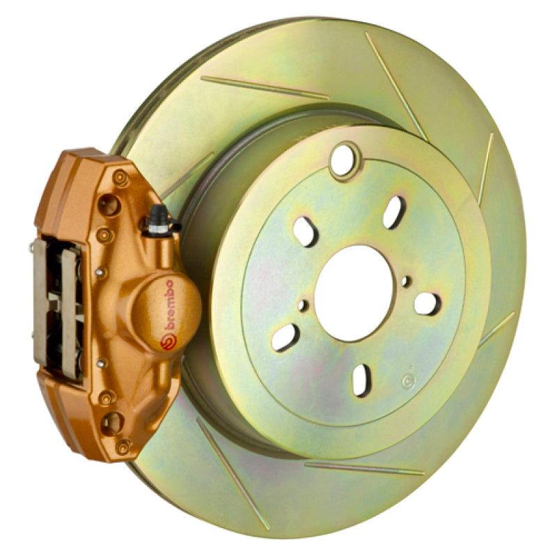 BRB Big Brake Kits - Brembo 02-07 Impreza/WRX Rear GT BBK 2 Piston Cast 2pc 316 x20 1pc Rotor Slotted Type1 - Gold