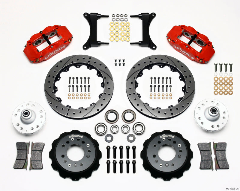 WIL Superlite Brake Kit - Wilwood Narrow Superlite 6R Front Hub Kit 12.88in Drill Red 79-87 GM G Body