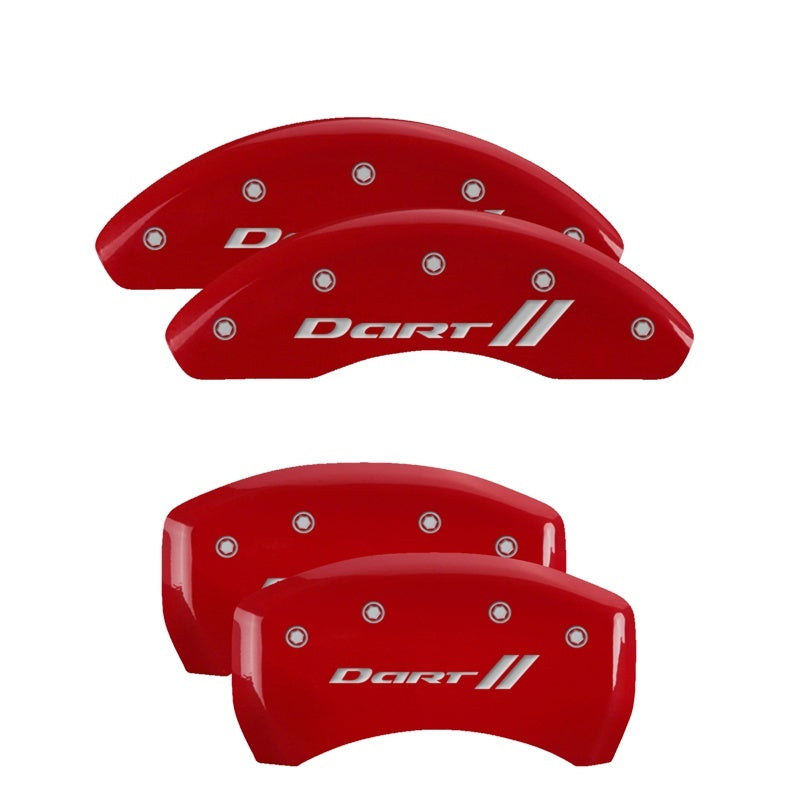 MGP Caliper Covers 4 Logo - MGP 4 Caliper Covers Engraved Front & Rear With stripes/Dart Red finish silver ch