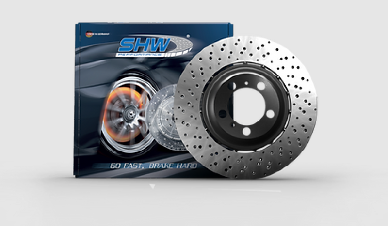 SHW Drilled-Dimpled LW Rotors - SHW 17-19 Audi RS3 2.5L Front Drilled-Dimpled Lightweight Brake Rotor (8V0615301R)