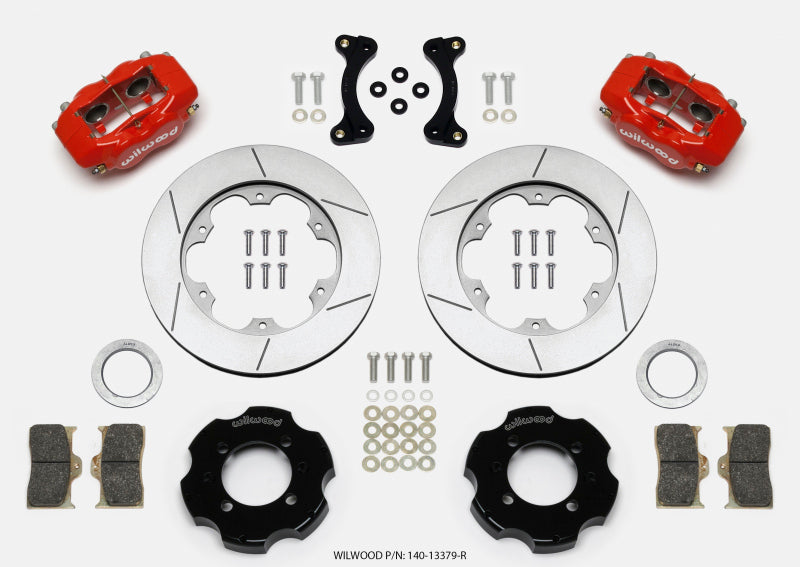 WIL Dynalite Brake Kit - Wilwood Forged Dynalite Front Hat Kit 11.00in GT Rotor Red 95-05 Miata