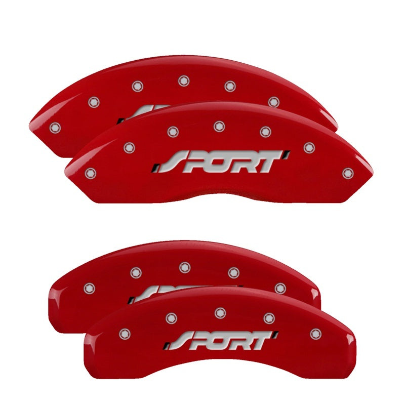 MGP Caliper Covers 4 Logo - MGP 4 Caliper Covers Engraved Front & Rear SPORT Red finish silver ch