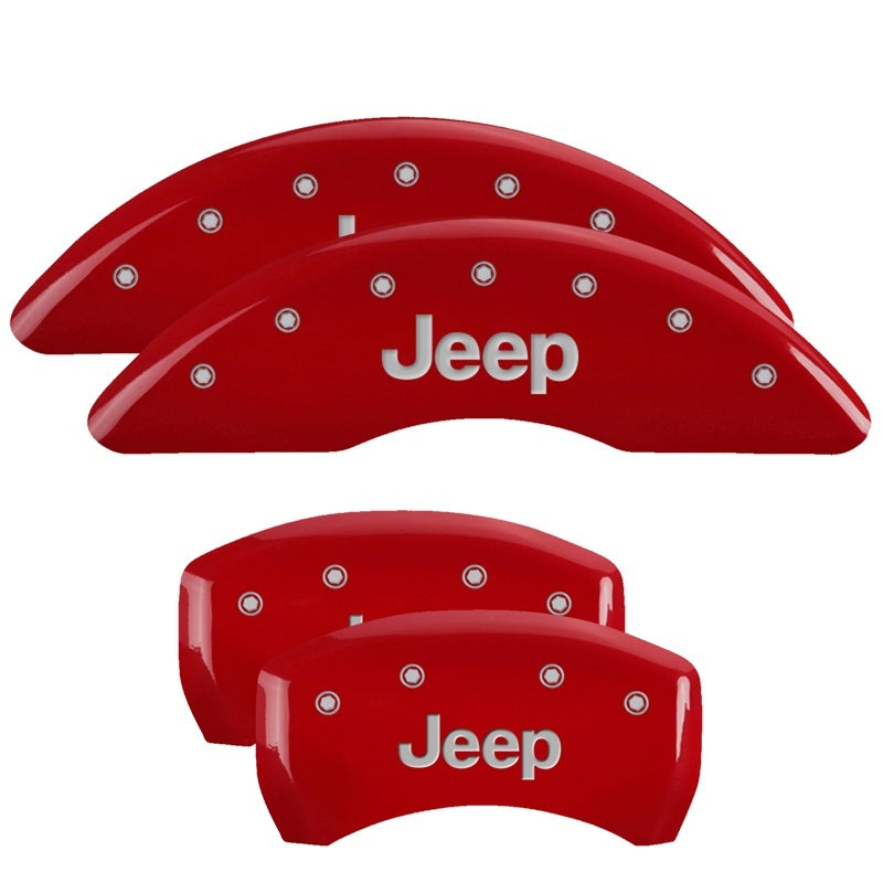 MGP Caliper Covers 4 Logo - MGP 4 Caliper Covers Engraved Front & Rear JEEP Red finish silver ch