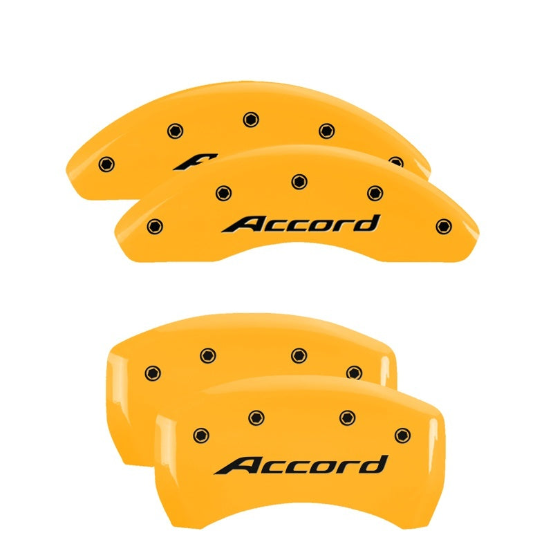 MGP Caliper Covers 4 Logo - MGP 4 Caliper Covers Engraved Front Accord Rear Accord Yellow Finish Black Char 2018 Honda Accord