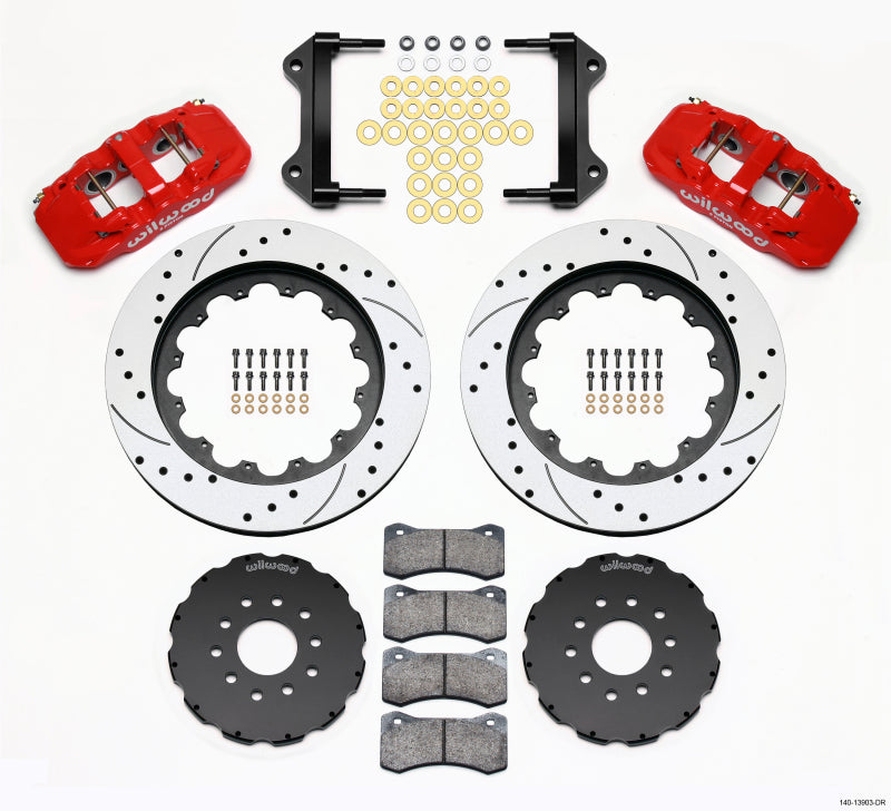 WIL Aero Brake Kit - Wilwood AERO6 Front Hat Kit 15.00 Drilled Red 97-04 Corvette C5/Z06 05-13 C6