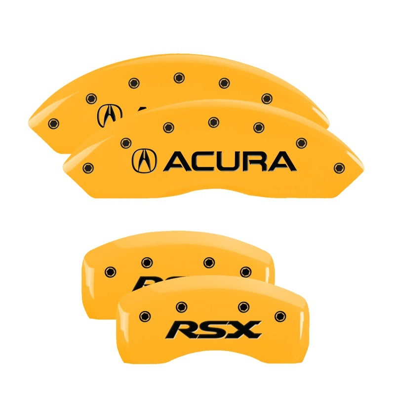 MGP Caliper Covers 4 Logo - MGP 4 Caliper Covers Engraved Front Acura Rear RSX Yellow Finish Black Char 2002 Acura RSX