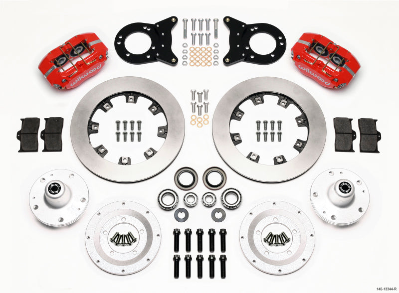 WIL Dynapro Brake Kit - Wilwood Dynapro Dust-Boot Front Kit 12.19in Red 1965-1969 Mustang Disc & Drum Spindle