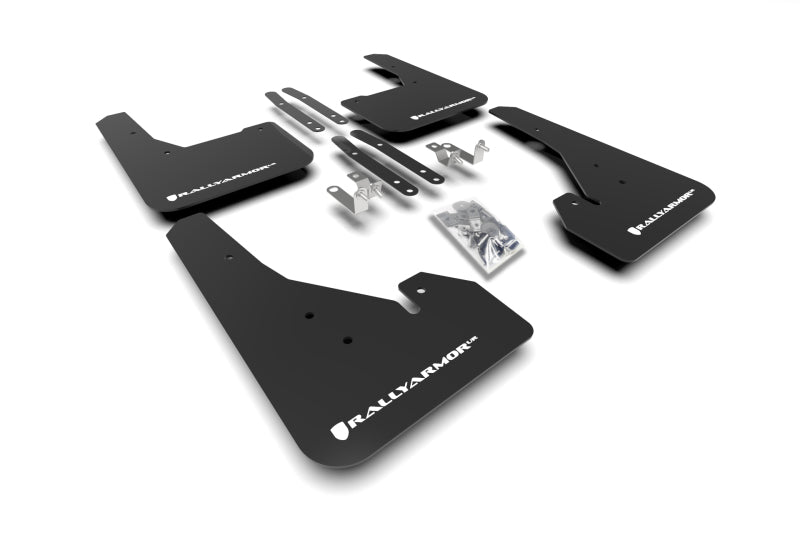 RAL UR Blk Flap/Wht Logo - Rally Armor 18-25 Toyota Corolla Hatchback Black UR Mud Flap White Logo