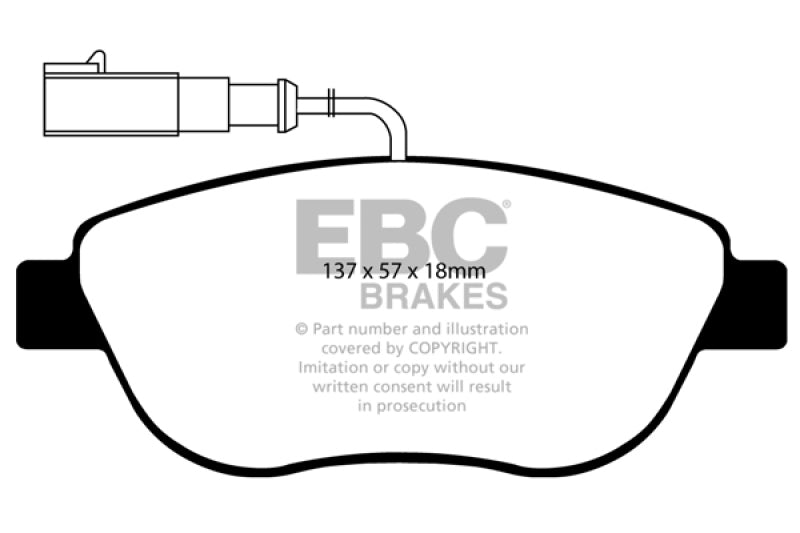 EBC Yellowstuff Brake Pad Sets - EBC 12+ Fiat 500 1.4 Turbo Abarth Yellowstuff Front Brake Pads