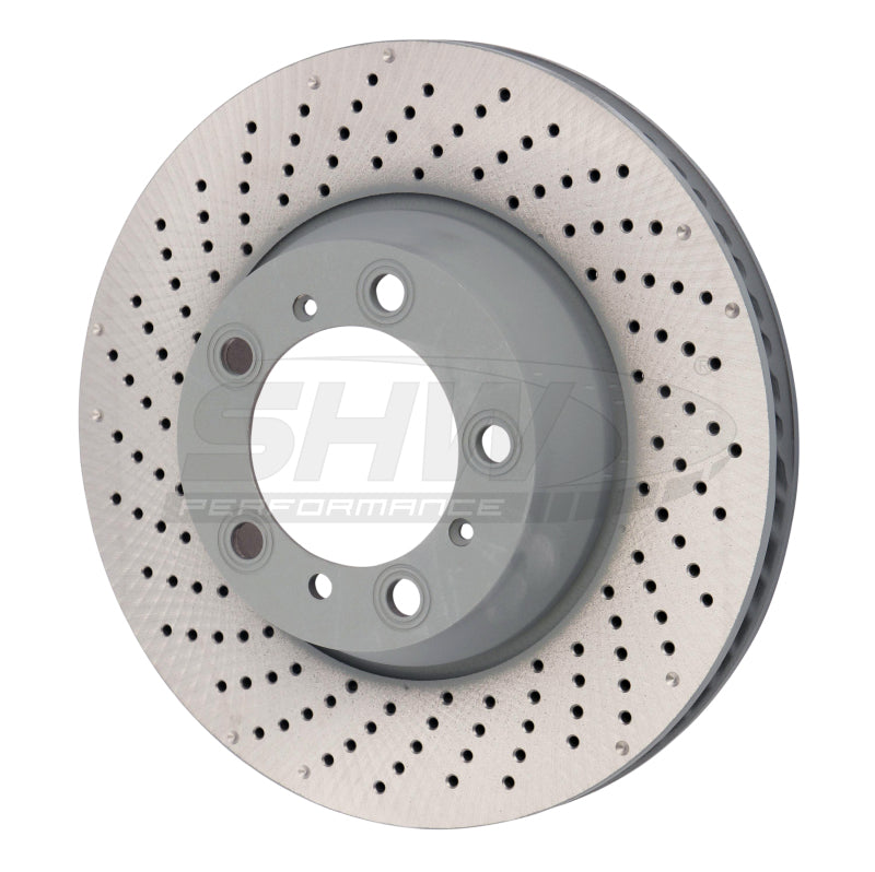 SHW Drilled-Dimpled MB Rotors - SHW 15-16 Porsche 911 Carrera 4GTS 3.8L w/o Ceramics Left Rr Drill-Dimp MB Brake Rotor (99635240502)